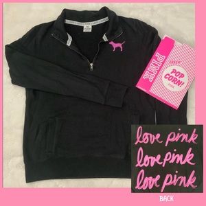 VS PINK 1/4 Zip Pullover Sweatshirt with Graphic
